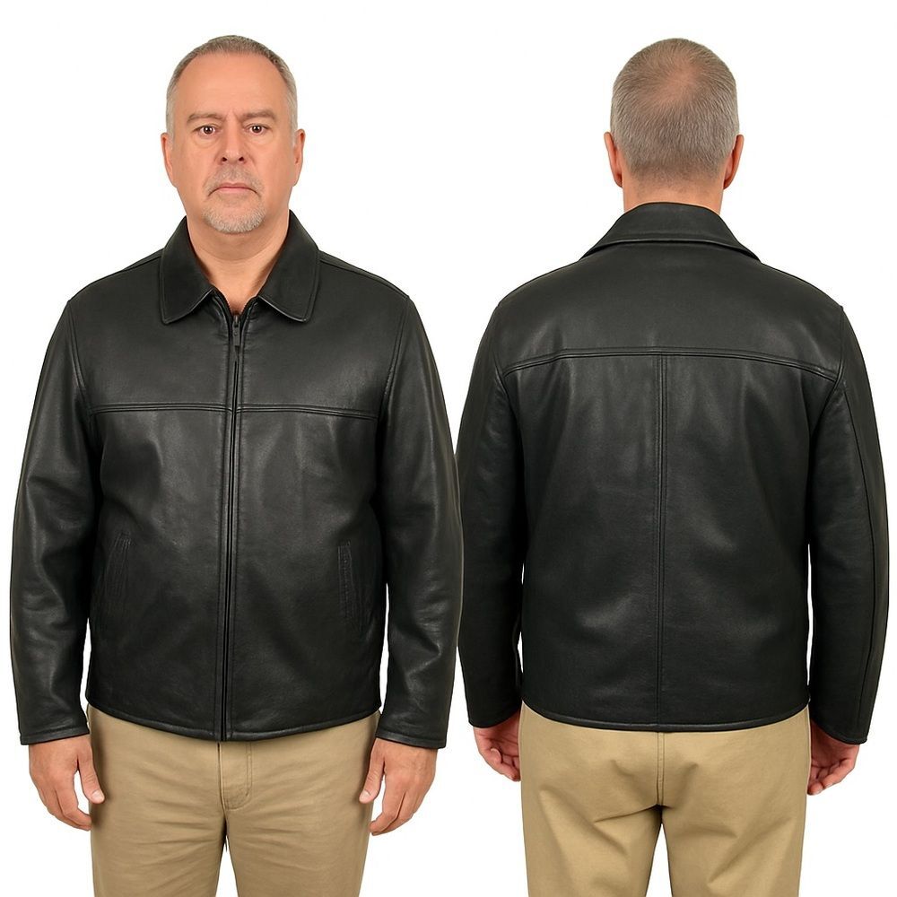 Vintage Eddie Bauer Lambskin Leather Jacket Mens Large Black Full Zip Coat